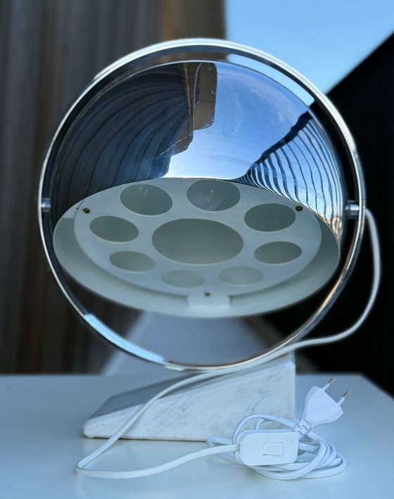 Image 1 of Vintage Space Age table lamp with marble base and swivel chrome metal shade