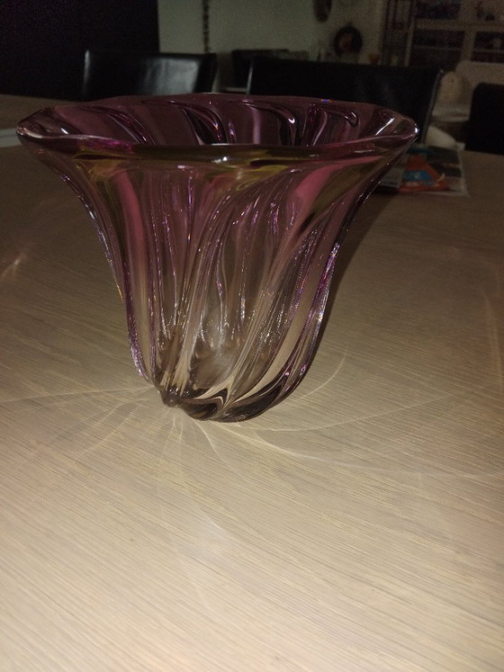 Image 1 of Val Saint Lambert purple crystal vase, 1950s