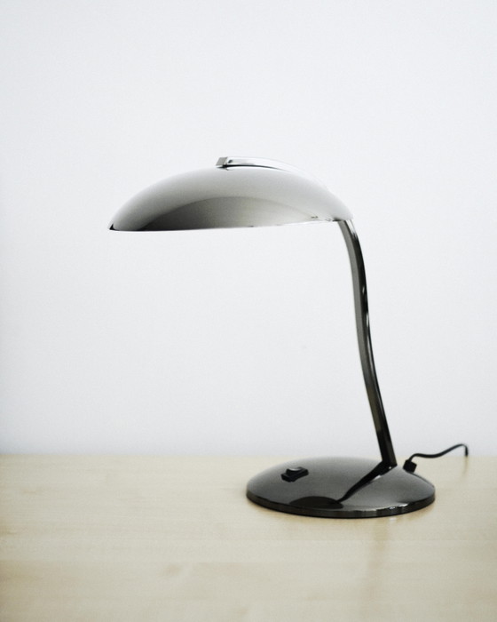 Veneta Lumi Vintage Table/Desk Lamp - Glossy Black Metal / Space Age - 1970s/1980s (photo 3 of 5)