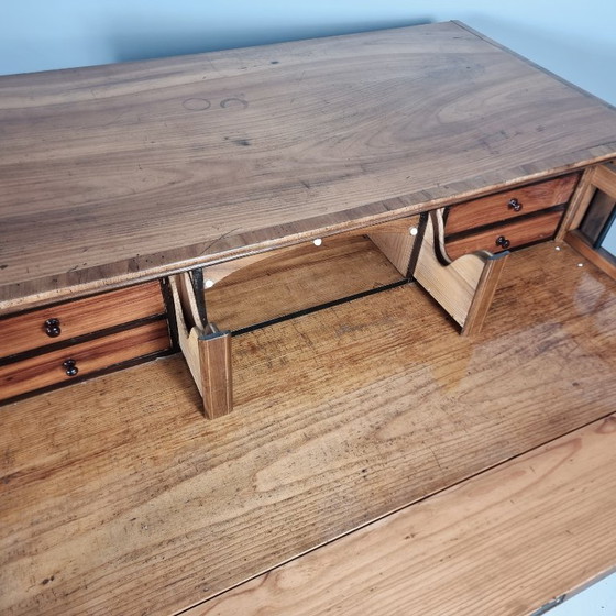 Hölzerne Biedermeier Kommode mit vier Schubladen, Kommoden, Holz, Keramik, Braun, Klassiek (Foto 10 von 10)