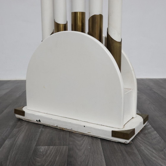 Image 1 of Porte-manteau vintage post-moderne, design moderne des années 1980, bois et laiton