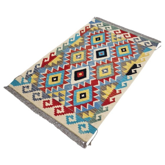 Alfombra Kilim afgana tejida a mano – Tejido plano tradicional de lana (159 x 104 cm) – Wool (photo 4 of 5)