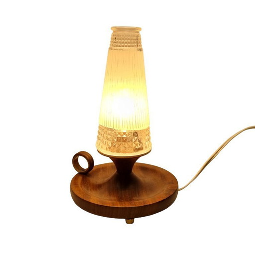 Lampe de nuit vintage en bois sur pied