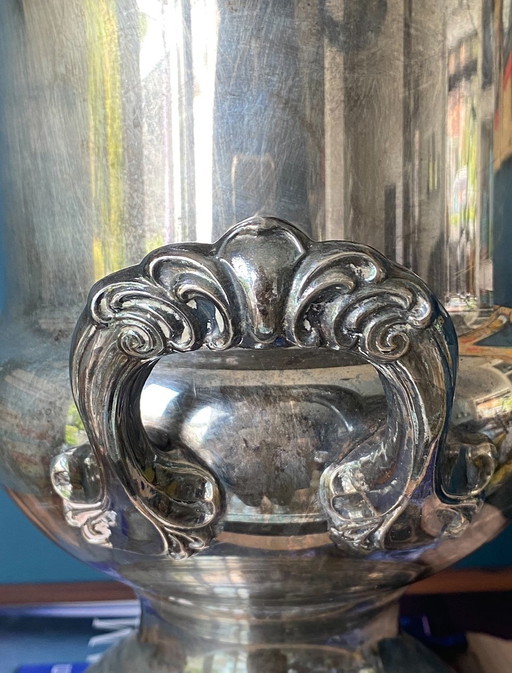 Enfriador de champán francés vintage plateado