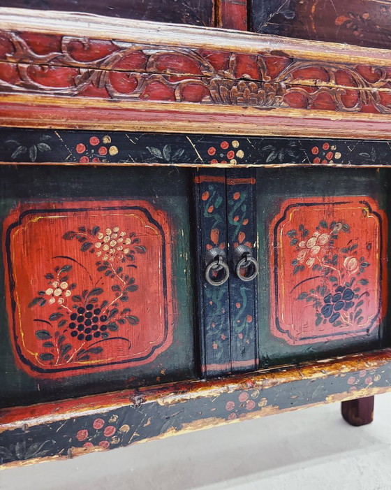 Vintage Chinese Black & Red Cabinet – Metal, Wood (photo 5 of 19)