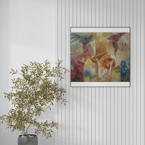 Peinture à l'huile originale Abstraite Figurative Duo – Peintures et dessins, Canvas (photo 3 of 9)