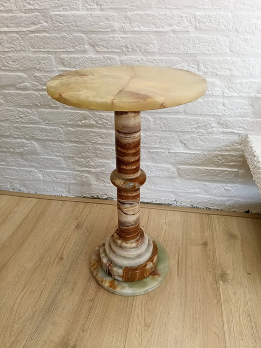 Vintage Italian Onyx Marble Side Table – bijzettafels, Stone