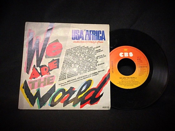 Image 1 of USA for Africa "We Are the World" 45 RPM Vinyl Record – Featuring Michael Jackson, Tina Turner, Stevie Wonder – 2Y07