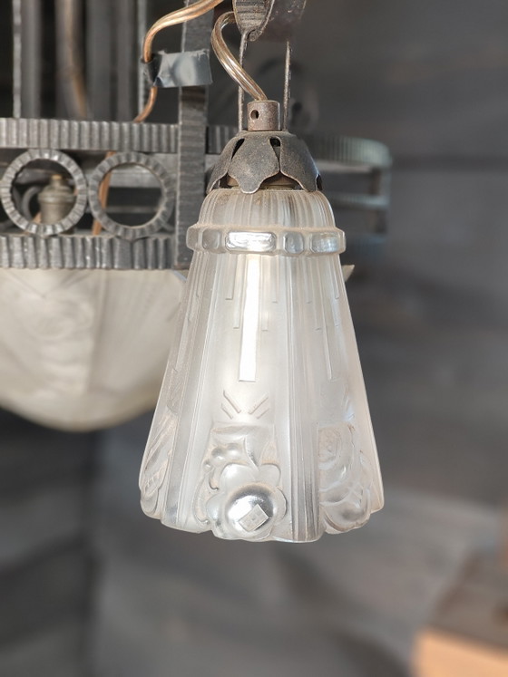 Original Jugenstihl chandelier. – Iron, Glass (photo 10 of 12)