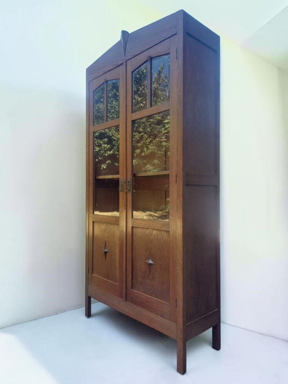 Antieke Kast Amsterdamse School Vitrinekast – Vitrinekasten, Wood, Glass (photo 6 of 11)