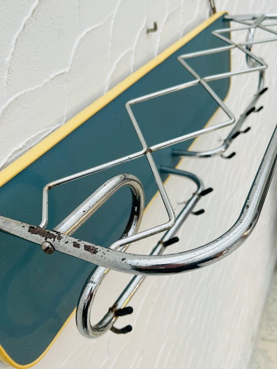 Image 1 of Appendiabiti da parete vintage blu e cromato