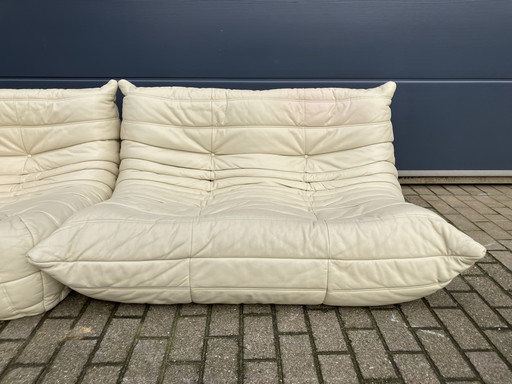 100% authentic Ligne Roset Togo 1.2z & corner in beige leather