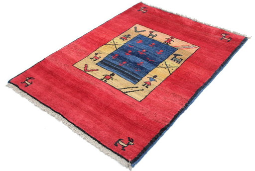 Alfombra oriental persa original Gabbeh Ghashghai, 154 cm x 115 cm, color natural antiguo