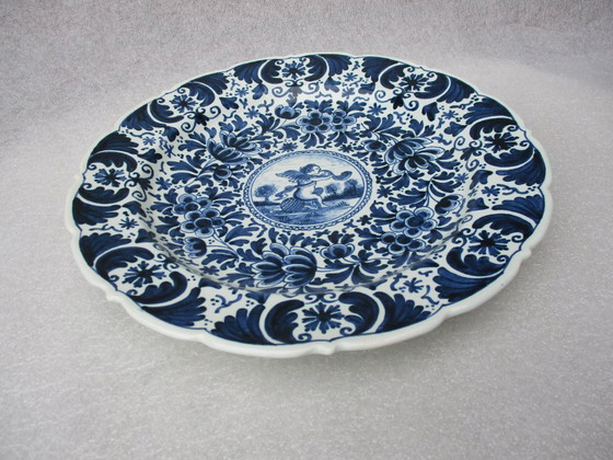 Image 1 of Cerámica antigua de Delft, plato y cuenco azul y blanco, cerámica antigua de Delft, pintados por P.H.v. Praag.