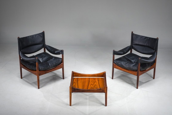 Image 1 of Mid Century Moderne Deense Palisander fauteuils en salontafel van Kristian Vedel voor Sören Willadsen, jaren 1960, set van 3