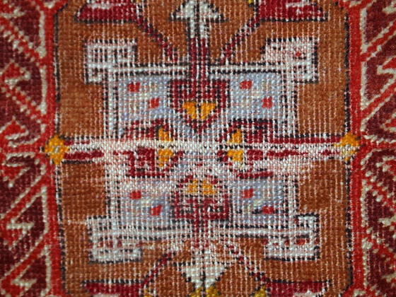 Image 1 of Handmade antique collectible Turkish Yastik rug 1.4' x 2.8' (44cm x 86cm) 1920s - 1C371