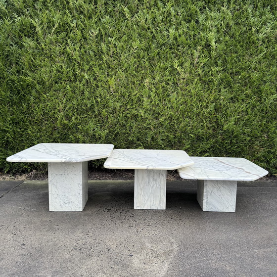 Image 1 of Set salontafels in Bianco Carrara marmer