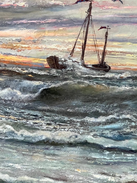 A. Claessens. Seascape. Large format. – Paintings & Drawings, Canvas (photo 5 of 14)