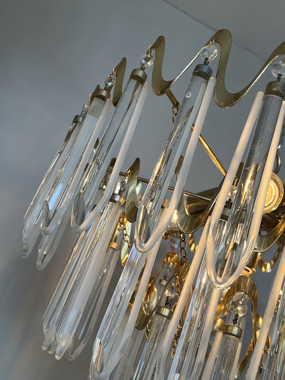 Image 1 of Lampadario di cristallo vintage di lusso in stile Art Déco anni '80