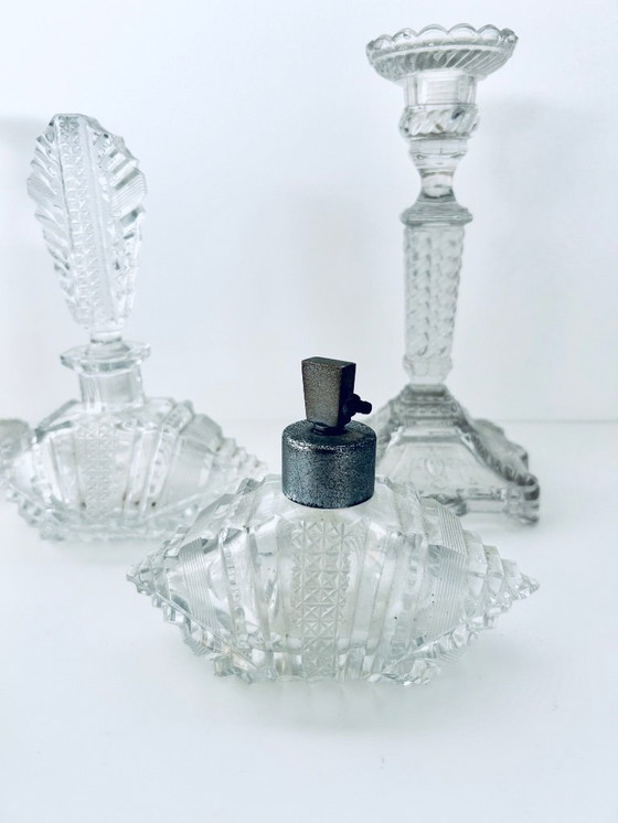 Image 1 of Val Saint Lambert - juego de gabinete - juego de perfume - vaso de cristal - años 1920