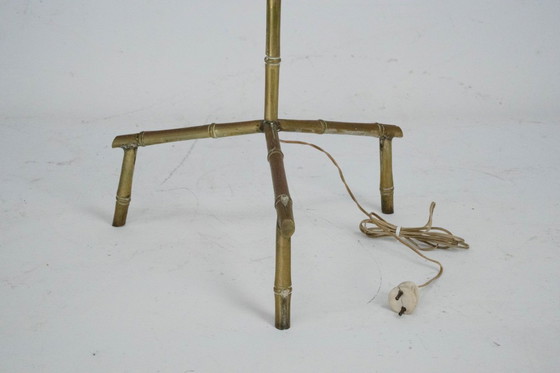 Image 1 of Mid-Century Italian Solid Brass Faux Bamboo Floor Lamp, 1960s
