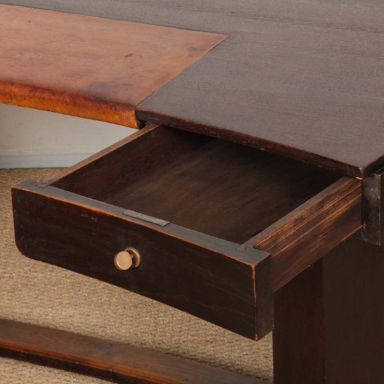 Image 1 of Art-Deco-Schreibtisch aus Eiche und Leder aus den 1930er Jahren