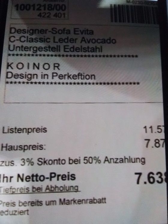 Koinor Model Evita Sofa met Ottomane – Bankstel, Leather (photo 5 of 11)