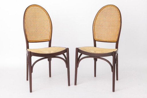 Pair of Vintage Thonet Bentwood Dining Chairs with Viennese Cane, 1960s–1970s