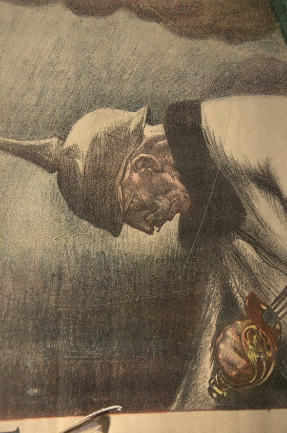 Originele poster op karton, "De bevrijdingslening", Bankeconomie, Abel Faivre, Maquet Gr, 80x120cm, Eerste (photo 3 of 11)