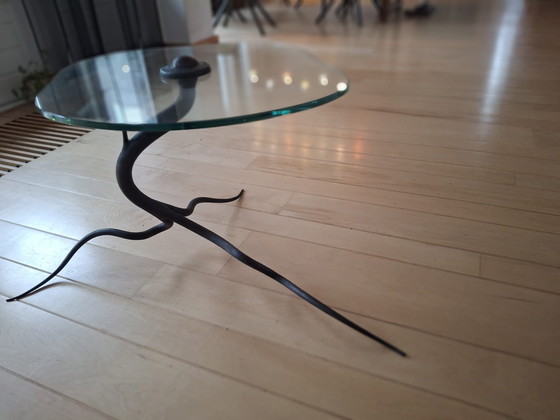 Image 1 of Special Glass Table With Cast Iron Base
