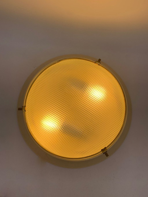 Paar wandlampen toegeschreven aan Fontana Arte Italië, middelblauw, wit, ivoor