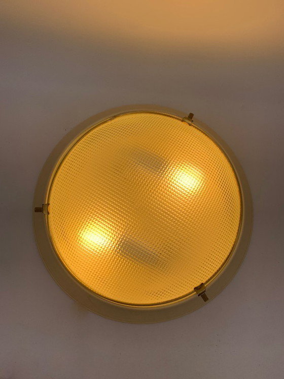 Image 1 of Plafoniere coppia applique attribuita Fontana Arte italy blu media bianco avorio