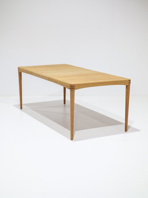 Mesa de comedor extensible H.W. Klein Bramin roble danés años 60