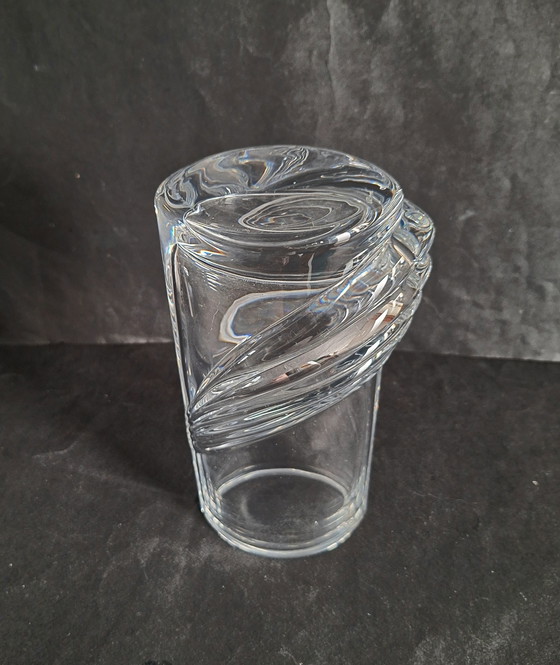 Image 1 of Peill & Putzler heavy swirling crystal vase. Swag motif.