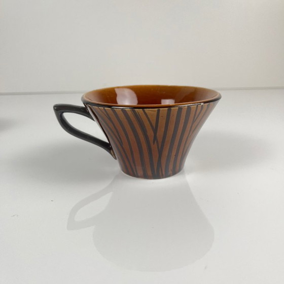Image 1 of "Domino" coffee/tea cup duo, Sarreguemines, 1960