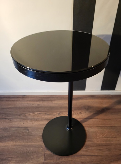 Table d'appoint vintage Ikea Stockholm avec plateau en verre rotatif.