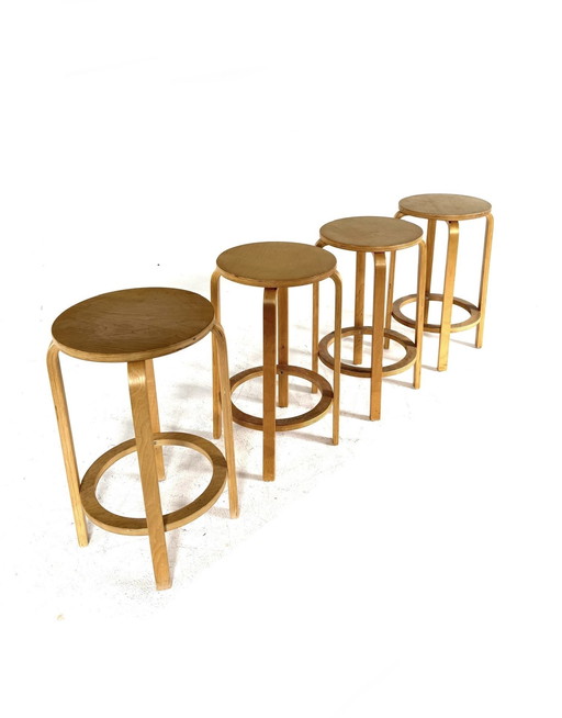 4x vintage plywood bar stool '60