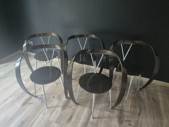 5 Revers-Stühle Cassina – Esszimmerstühle, Metal, Wood (photo 2 of 9)