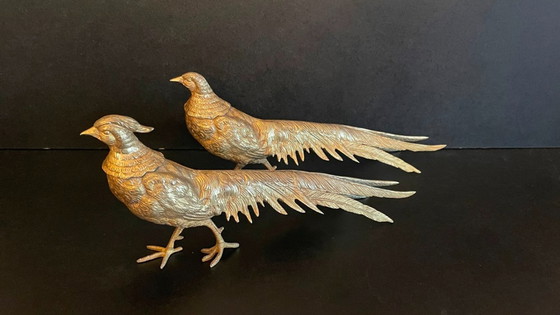 Image 1 of Pair of pheasants Maison Forrest * Hollywood Regency * Vintage 80s