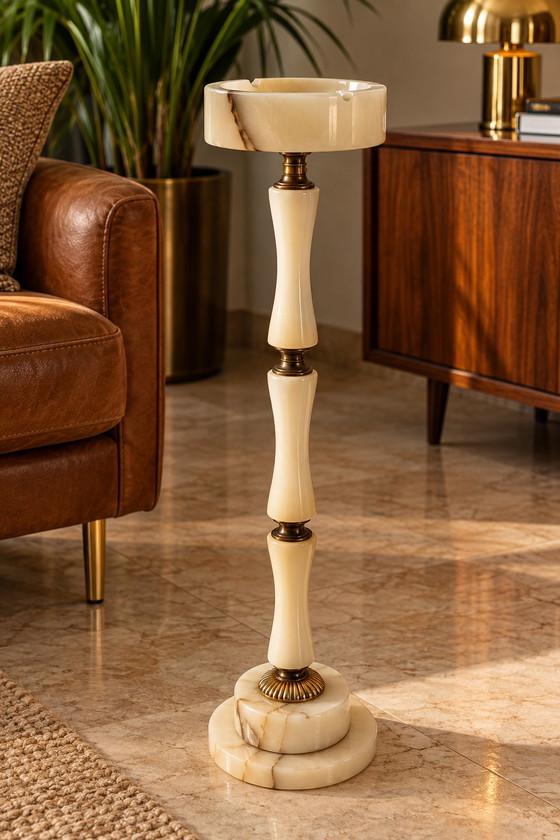 Cendrier sur pied vintage Onyx & Laiton années 60/70 – Mid Century – 56,5 cm – Objets déco, Stone, Brass (photo 2 of 10)