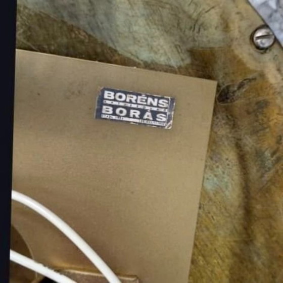 Image 1 of Scandinavisch moderne plafondlamp van messing en kristal – jaren 60 – toegeschreven aan Carl Fagerlund