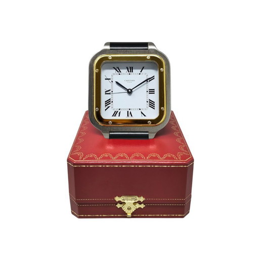 Reloj despertador Cartier Santos Pendulette de los años 80. Fabricado en Suiza.