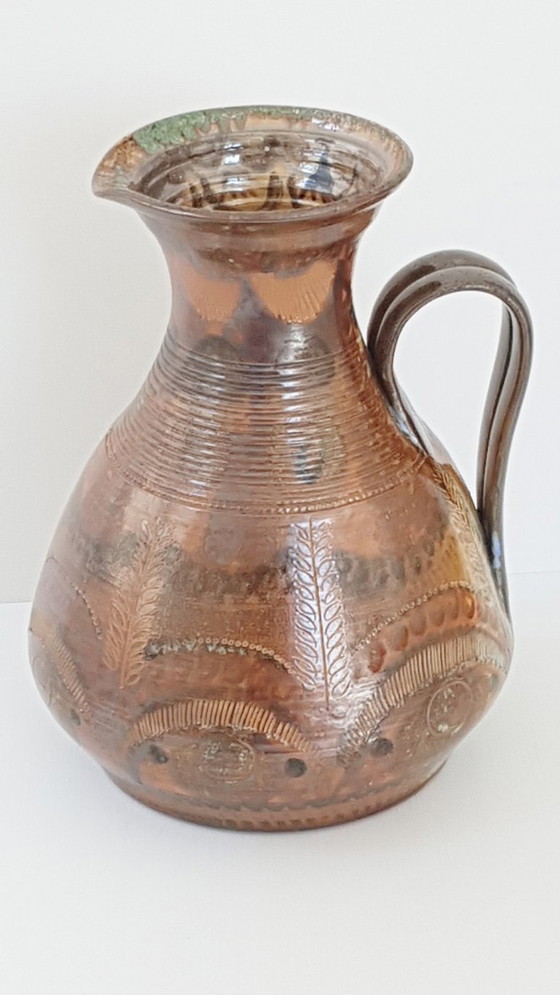 Image 1 of COURJAULT LA CERISAIE 70S VINTAGE PANSU STONEWARE PITCHER