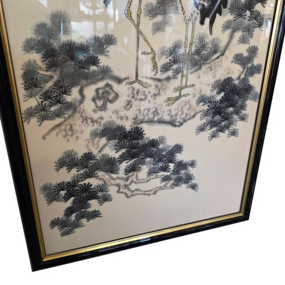 Image 1 of Traditional painting on silk with cranes