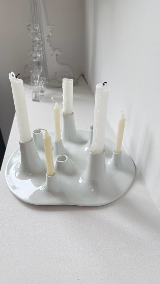 Fruit & Fire, ceramic candle holder and fruit bowl. Designer Willem Noyons