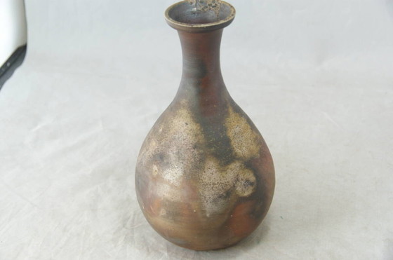 Image 1 of Antieke Japanse keramiek Bizen Ware bloemenvaas, Shunkoen, met originele doos