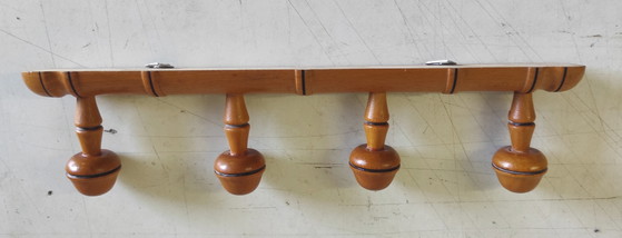 Image 1 of Coat rack in solid wood turned in the style of bamboo - mid-20th century