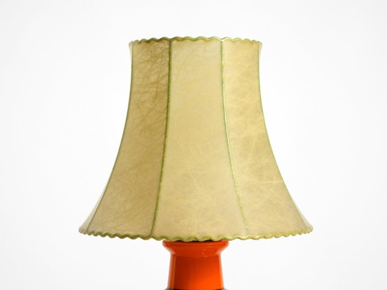 Beautiful 1960s Orange Ceramic Table Lamp With Cocoon Shade | Made in Italy (photo 13 of 20)