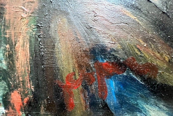 Portrait expressionniste sur panneau – vers 1950–1965 – Peintures et dessins, Wood, Canvas (photo 4 of 5)