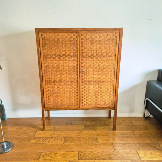 Mobile a parete Mid-Century, Palissandro di Rio, ante intrecciate, Möbelwerkstätten Leo Bub – Credenze alte (photo 3 of 11)